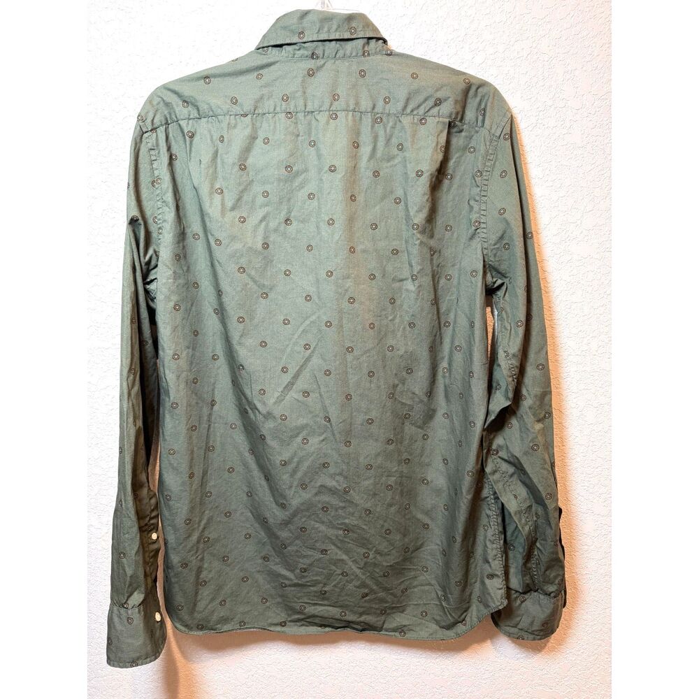 JCrew Long Sleeve Button Down Shirt Mens M Olive Green Geometric Medallion Boho - Picture 3 of 11